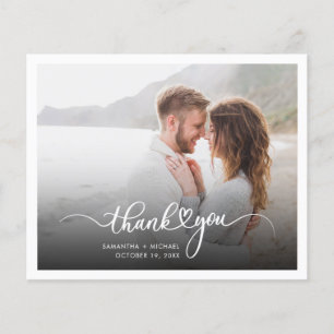 Cartão de Agradecimento de Casamento com Foto de C