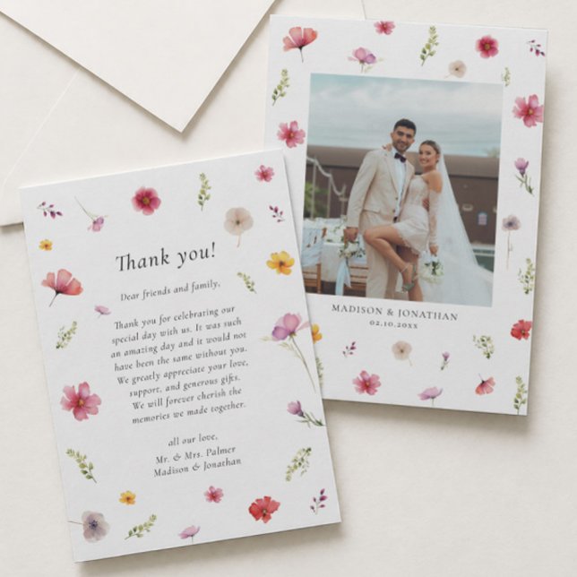 Cartão de Agradecimento de Casamento com Foto de F (Criador carregado)