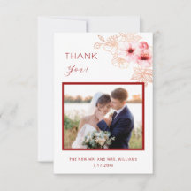 Cartão de Agradecimento de Casamento com Foto de F