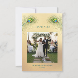 Cartão de Agradecimento de Casamento com Foto de P