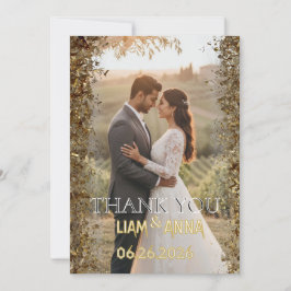 Cartão de Agradecimento de Casamento com Foto e Br