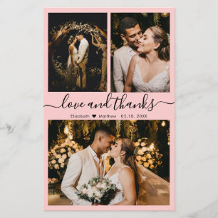 Cartão de Agradecimento de Casamento com Foto e Le