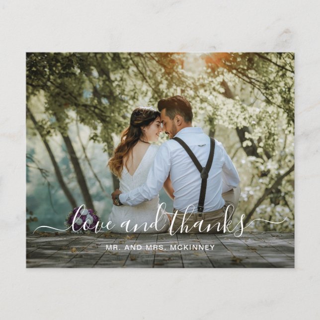 Cartão de Agradecimento de Casamento com Foto e Le (Frente)