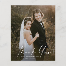 Cartão de Agradecimento de Casamento com Foto e Le
