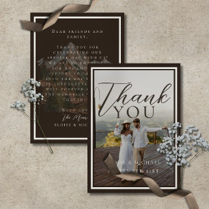 Cartão de Agradecimento de Casamento com Foto e No