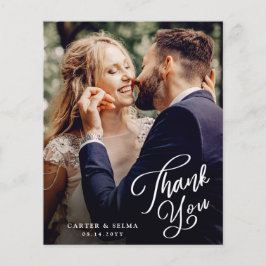 Cartão de Agradecimento de Casamento com Foto e Ro