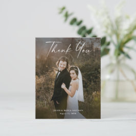 Cartão de Agradecimento de Casamento com Foto e Ro