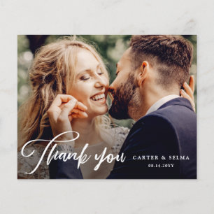 Cartão de Agradecimento de Casamento com Foto e Ro