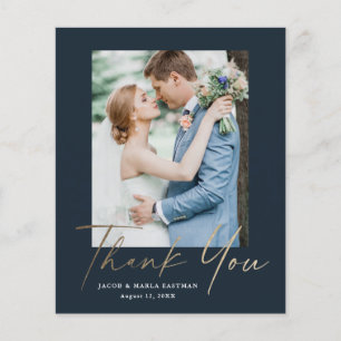 Cartão de Agradecimento de Casamento com Foto e Ro
