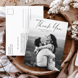 Cartão de Agradecimento de Casamento com Foto e Ro