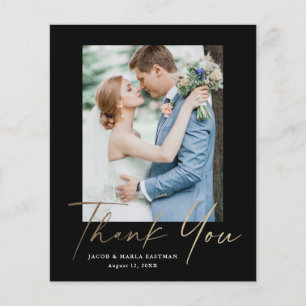 Cartão de agradecimento de casamento com foto e ro