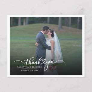 Cartão de Agradecimento de Casamento com Foto Eleg