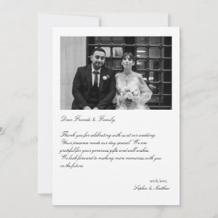 Cartão de Agradecimento de Casamento com Foto Eleg
