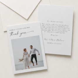 Cartão de Agradecimento de Casamento com Foto Eleg