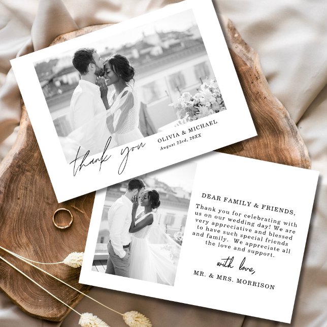 Cartão de Agradecimento de Casamento com Foto em E (Criador carregado)