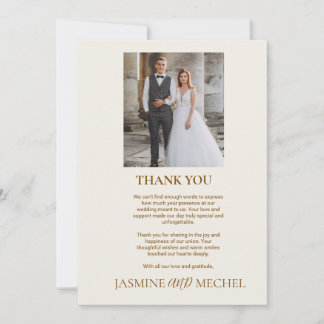 Cartão de Agradecimento de Casamento com Foto em O