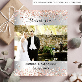 Cartão de agradecimento de casamento com foto em r