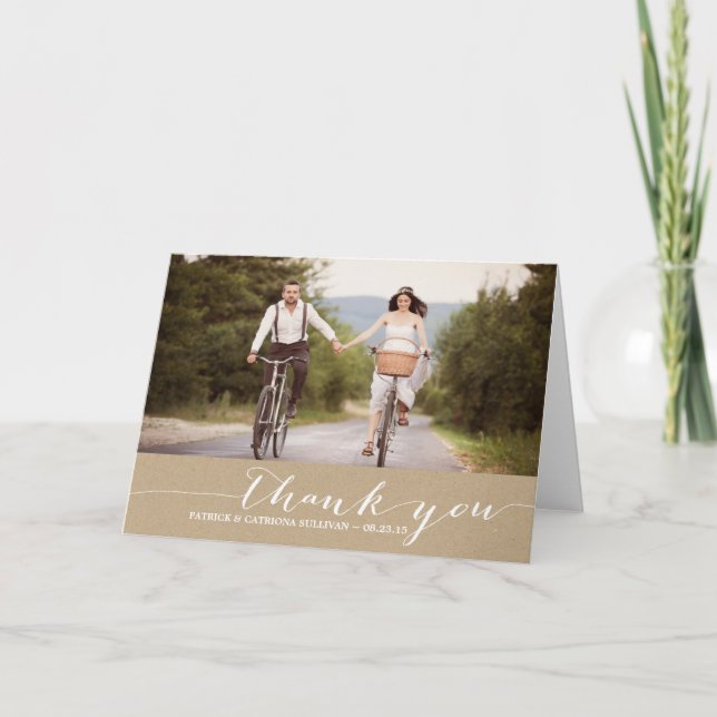 Cartão de Agradecimento de Casamento com Foto em S (Frente)