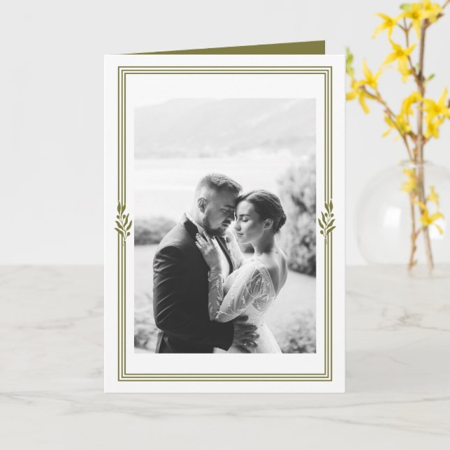 Cartão de agradecimento de casamento com foto em v (Flor Amarela)