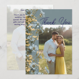 Cartão de agradecimento de casamento com foto flor