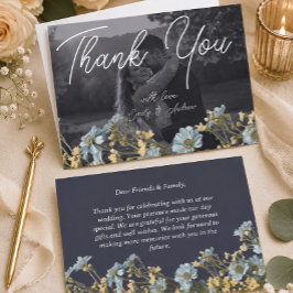 Cartão de Agradecimento de Casamento com Foto Flor