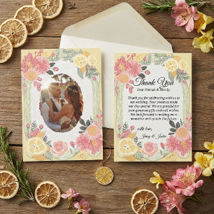 Cartão de Agradecimento de Casamento com Foto Flor