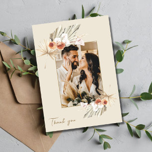 Cartão de Agradecimento de Casamento com Foto Flor