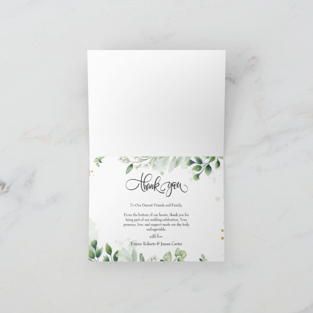Cartão de Agradecimento de Casamento com Foto Gree (Interior)