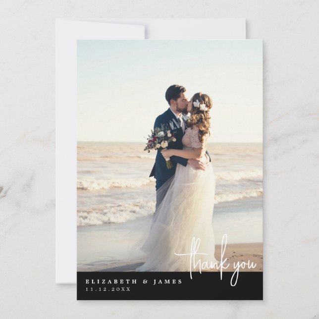 Cartão de agradecimento de casamento com foto mini (Frente)