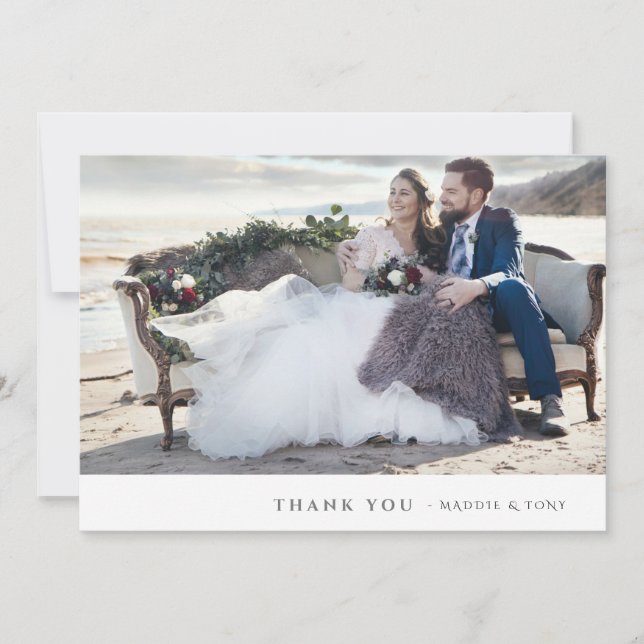 Cartão de agradecimento de casamento com foto mini (Frente)