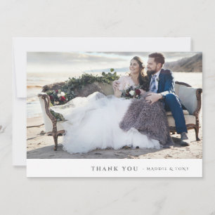 Cartão de agradecimento de casamento com foto mini