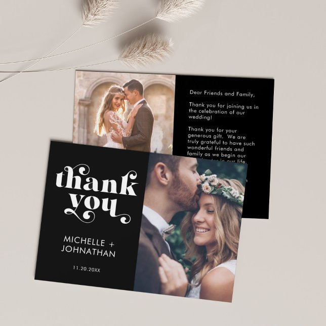 Cartão de Agradecimento de Casamento com Foto Mini (Criador carregado)