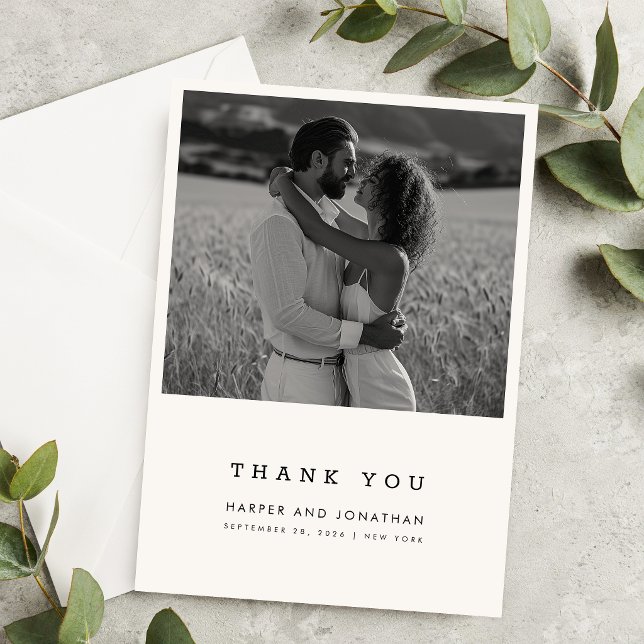Cartão de Agradecimento de Casamento com Foto Mini (Criador carregado)