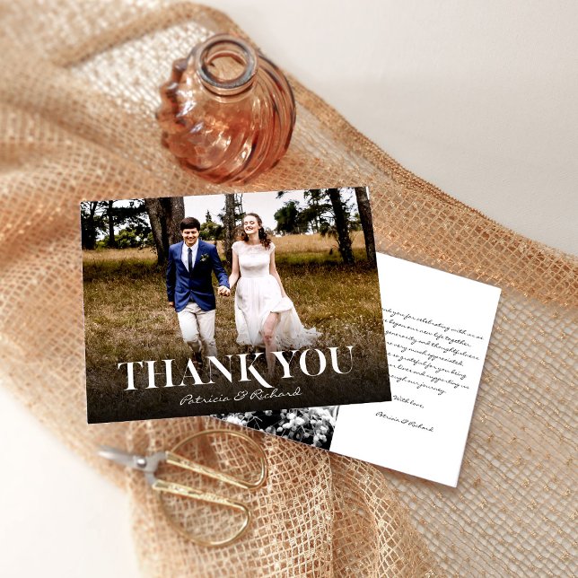 Cartão de Agradecimento de Casamento com Foto Mini (Criador carregado)