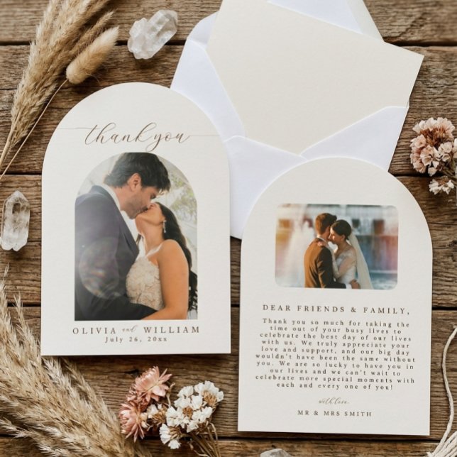 Cartão de Agradecimento de Casamento com Foto Mini (Criador carregado)