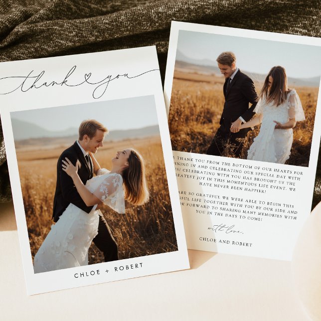 Cartão de Agradecimento de Casamento com Foto Mini (Criador carregado)