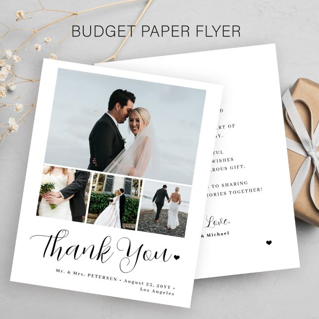 Cartão de agradecimento de casamento com foto mini (Criador carregado)