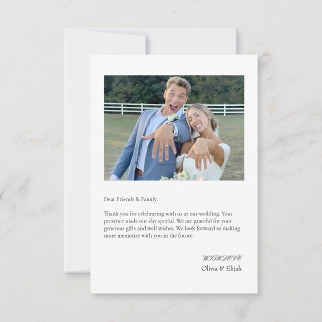 Cartão de Agradecimento de Casamento com Foto Mode (Verso)