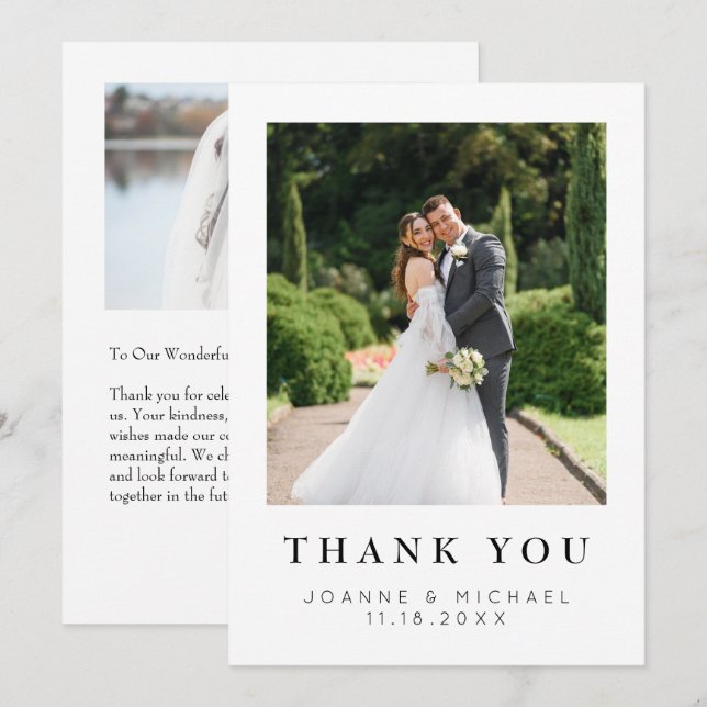 Cartão de Agradecimento de Casamento com Foto Pers (Frente/Verso)