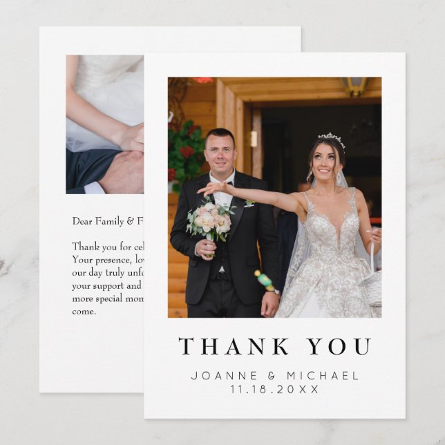 Cartão de Agradecimento de Casamento com Foto Pers (Frente/Verso)