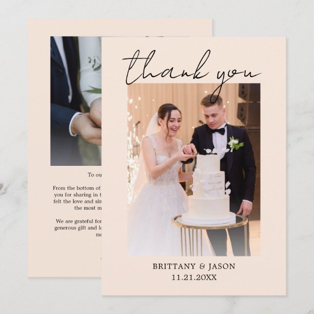 Cartão de Agradecimento de Casamento com Foto Pers (Frente/Verso)