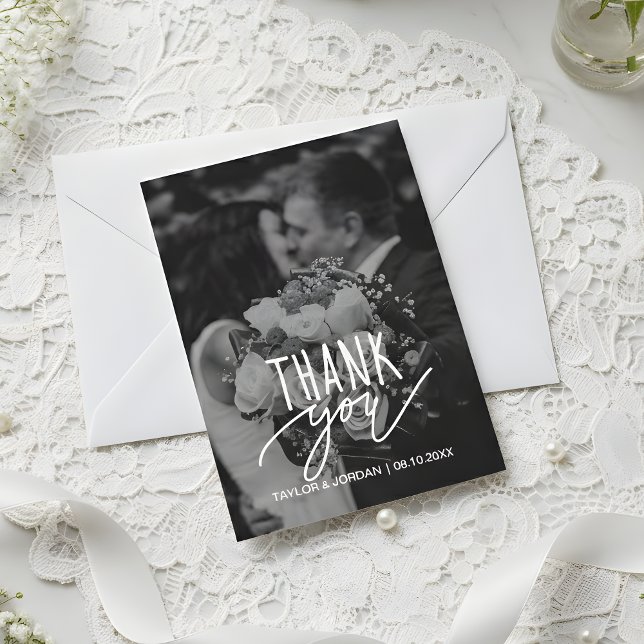 Cartão de Agradecimento de Casamento com Foto Pers (Criador carregado)
