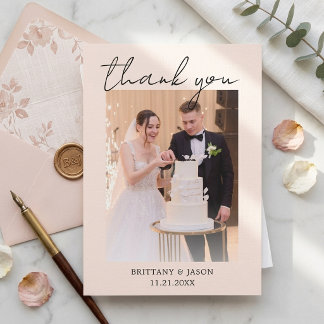 Cartão de Agradecimento de Casamento com Foto Pers