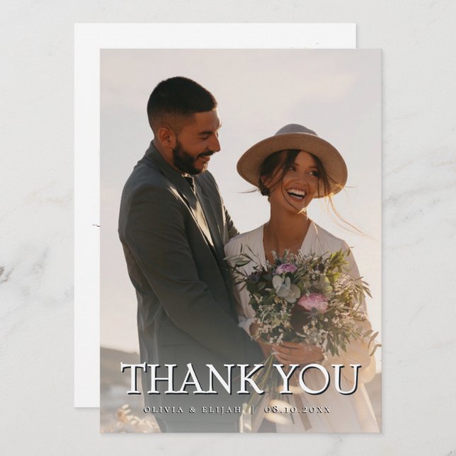 Cartão de Agradecimento de Casamento com Foto Pers (Frente/Verso)