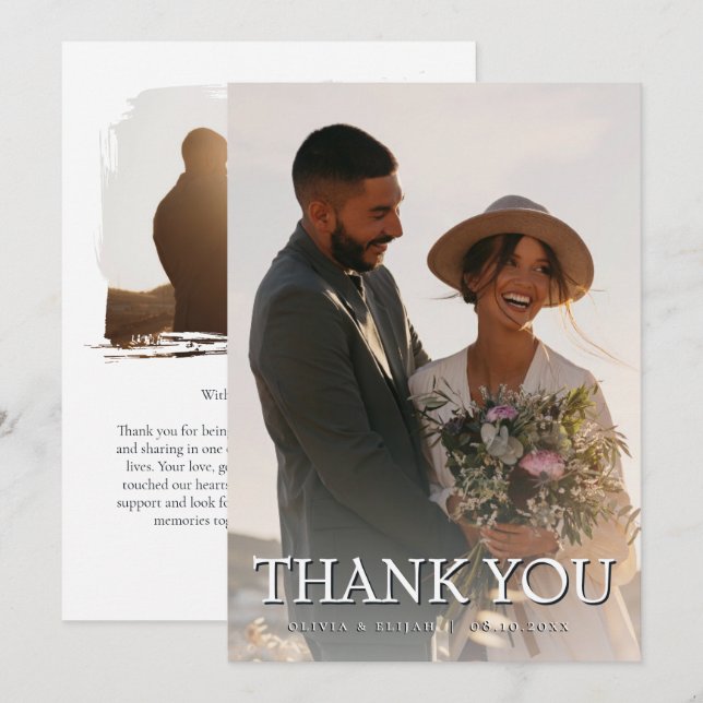 Cartão de Agradecimento de Casamento com Foto Pers (Frente/Verso)