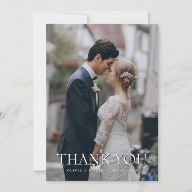 Cartão de Agradecimento de Casamento com Foto Pers (Frente)