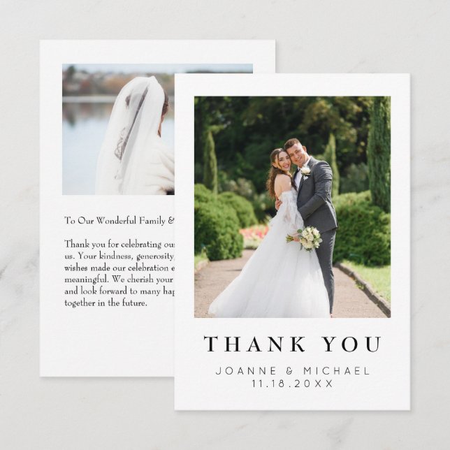 Cartão de Agradecimento de Casamento com Foto Pers (Frente/Verso)