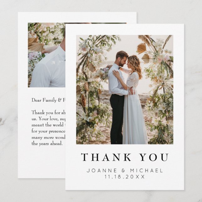 Cartão de Agradecimento de Casamento com Foto Pers (Frente/Verso)
