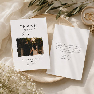 Cartão de Agradecimento de Casamento com Foto Rasg