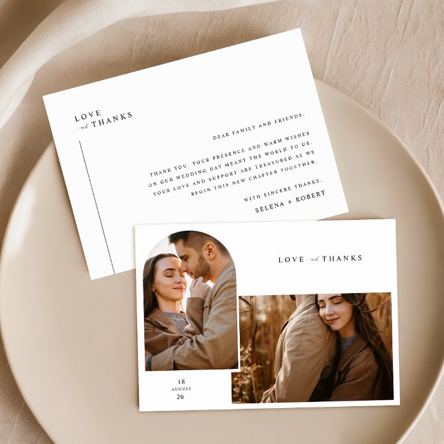 Cartão de Agradecimento de Casamento com Foto Rúst (Criador carregado)